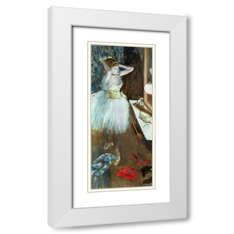 Dancer In Her Dressing Room White Modern Wood Framed Art Print with Double Matting by Degas, Edgar