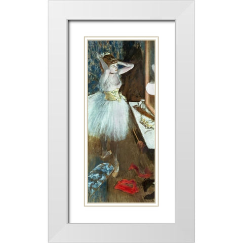 Dancer In Her Dressing Room White Modern Wood Framed Art Print with Double Matting by Degas, Edgar
