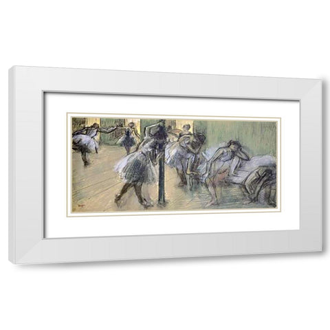 Dancers in Rehearsal (II) White Modern Wood Framed Art Print with Double Matting by Degas, Edgar