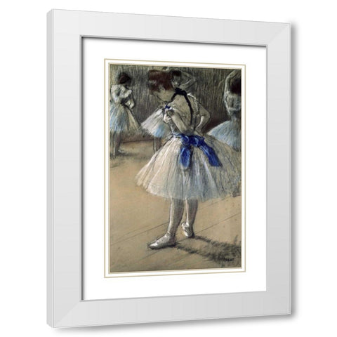 Danseuse, Dancer, Pastel/Char/Chalk White Modern Wood Framed Art Print with Double Matting by Degas, Edgar