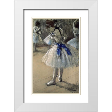 Danseuse, Dancer, Pastel/Char/Chalk White Modern Wood Framed Art Print with Double Matting by Degas, Edgar
