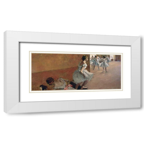 Danseuses montant un escalier, 1886-1890 White Modern Wood Framed Art Print with Double Matting by Degas, Edgar