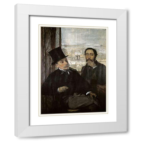 Degas and Evariste De Valernes White Modern Wood Framed Art Print with Double Matting by Degas, Edgar