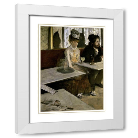In a Cafe - Absinthe White Modern Wood Framed Art Print with Double Matting by Degas, Edgar