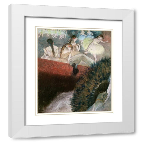 In the Theatre White Modern Wood Framed Art Print with Double Matting by Degas, Edgar