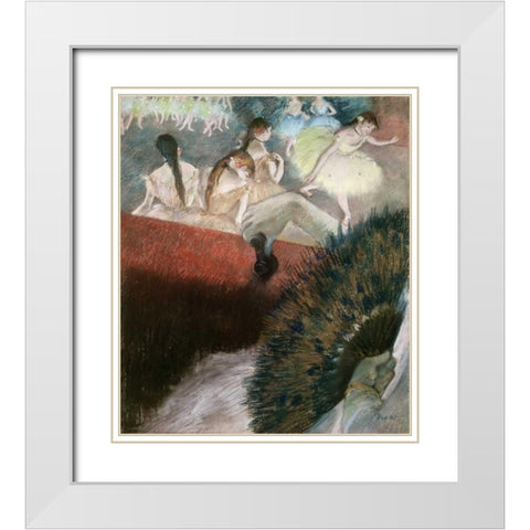 In the Theatre White Modern Wood Framed Art Print with Double Matting by Degas, Edgar