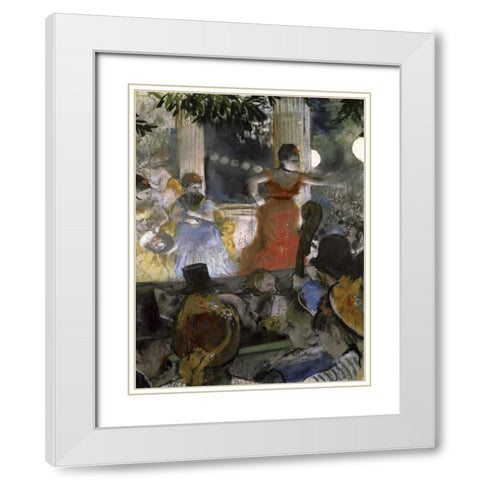 Le Cafe Concert Des Ambassadeurs White Modern Wood Framed Art Print with Double Matting by Degas, Edgar