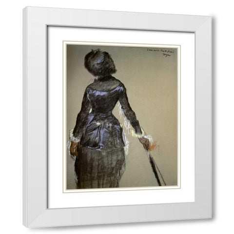 Mary Cassatt at the Louvre White Modern Wood Framed Art Print with Double Matting by Degas, Edgar