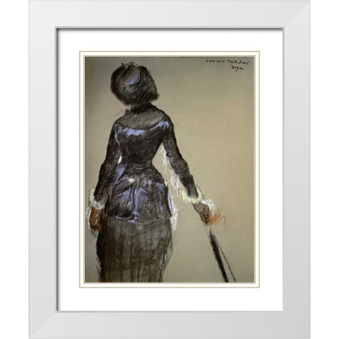 Mary Cassatt at the Louvre White Modern Wood Framed Art Print with Double Matting by Degas, Edgar