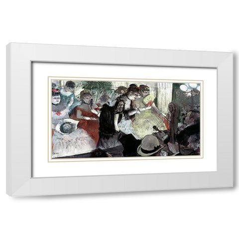 Orchestra Pit White Modern Wood Framed Art Print with Double Matting by Degas, Edgar