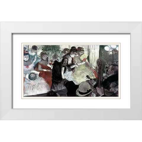 Orchestra Pit White Modern Wood Framed Art Print with Double Matting by Degas, Edgar