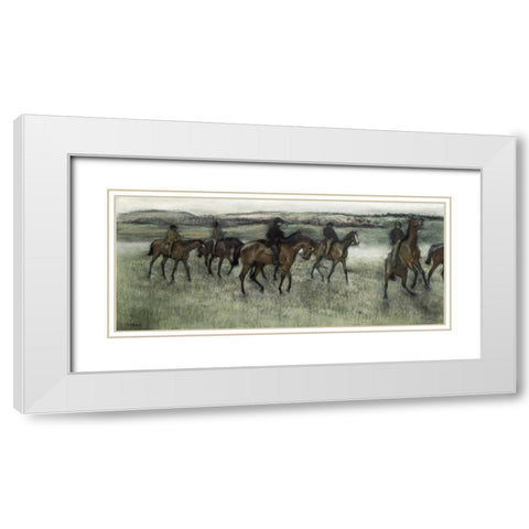 Race Horses White Modern Wood Framed Art Print with Double Matting by Degas, Edgar