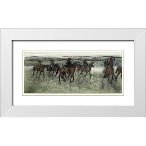 Race Horses White Modern Wood Framed Art Print with Double Matting by Degas, Edgar
