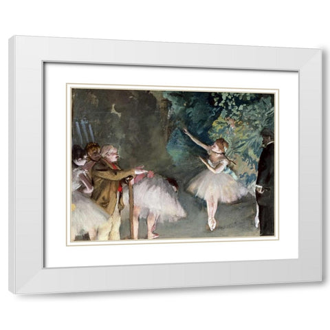 Repetition de Ballet White Modern Wood Framed Art Print with Double Matting by Degas, Edgar