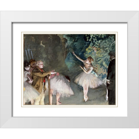 Repetition de Ballet White Modern Wood Framed Art Print with Double Matting by Degas, Edgar
