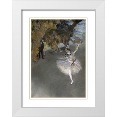 The Star White Modern Wood Framed Art Print with Double Matting by Degas, Edgar