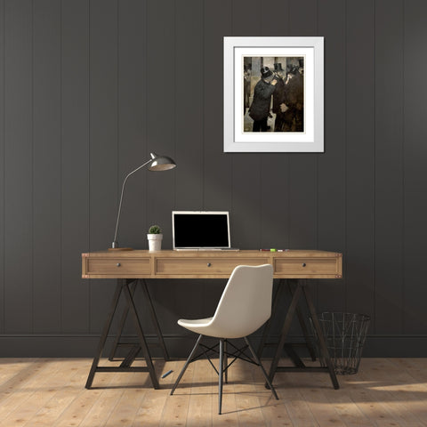 The Stock Exchange White Modern Wood Framed Art Print with Double Matting by Degas, Edgar