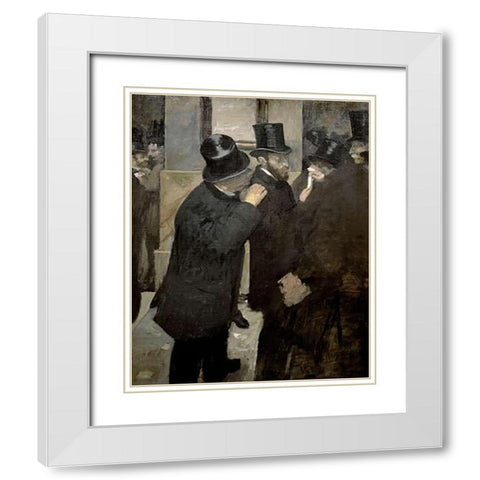 The Stock Exchange White Modern Wood Framed Art Print with Double Matting by Degas, Edgar