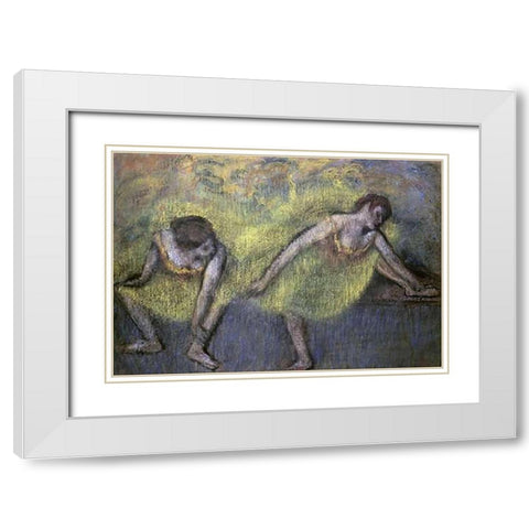 Two Dancers at Rest White Modern Wood Framed Art Print with Double Matting by Degas, Edgar