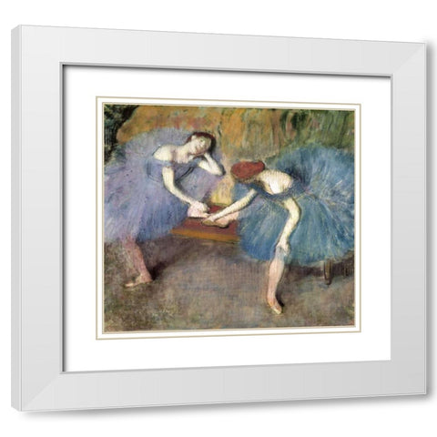 Two Dancers Resting, c. 1905-1910 White Modern Wood Framed Art Print with Double Matting by Degas, Edgar