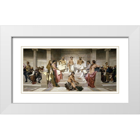 Hemicycle De LEcole Des Beaux Arts White Modern Wood Framed Art Print with Double Matting by Delaroche, Paul