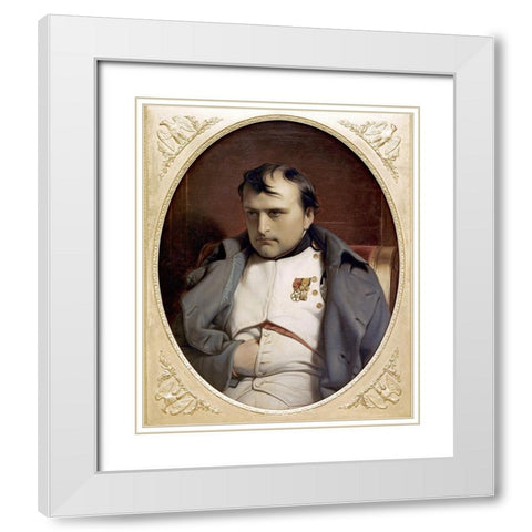 Napoleon In Fountainebleau White Modern Wood Framed Art Print with Double Matting by Delaroche, Paul