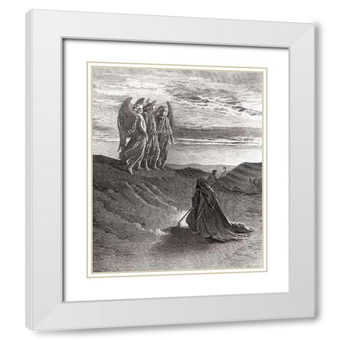 The Lord Appearing Before Abraham White Modern Wood Framed Art Print with Double Matting by Dore, Gustave
