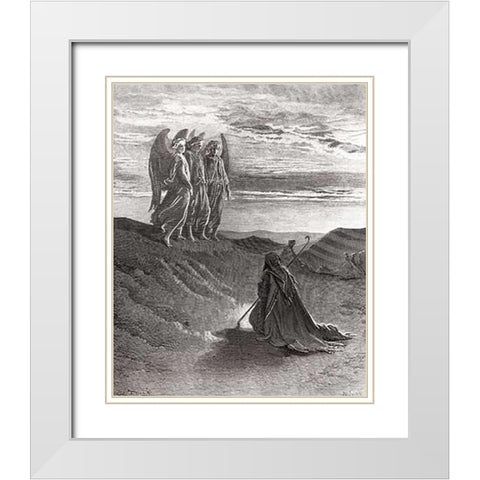 The Lord Appearing Before Abraham White Modern Wood Framed Art Print with Double Matting by Dore, Gustave