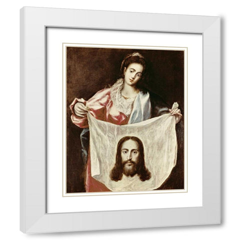 Veronica and The Holy Veil White Modern Wood Framed Art Print with Double Matting by El Greco