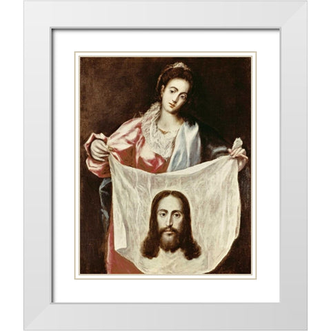 Veronica and The Holy Veil White Modern Wood Framed Art Print with Double Matting by El Greco