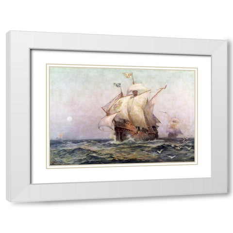 The Eve of Discovery White Modern Wood Framed Art Print with Double Matting by Ferris, Jean Leon Gerome