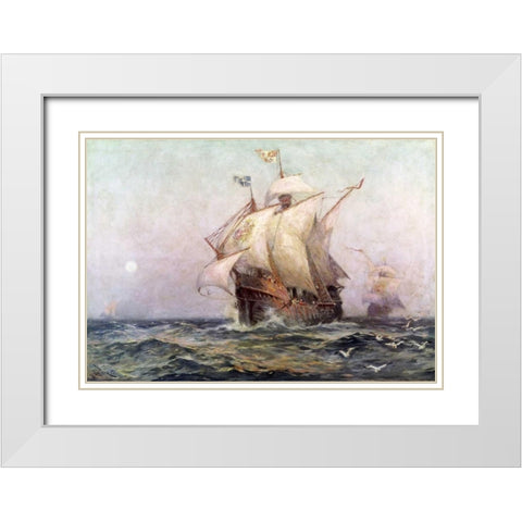 The Eve of Discovery White Modern Wood Framed Art Print with Double Matting by Ferris, Jean Leon Gerome