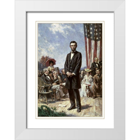 The Gettysburg Address White Modern Wood Framed Art Print with Double Matting by Ferris, Jean Leon Gerome