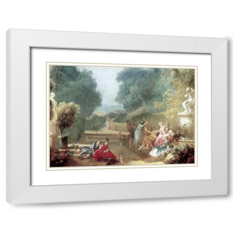 A Game of Hot Cockles White Modern Wood Framed Art Print with Double Matting by Fragonard, Jean Honore