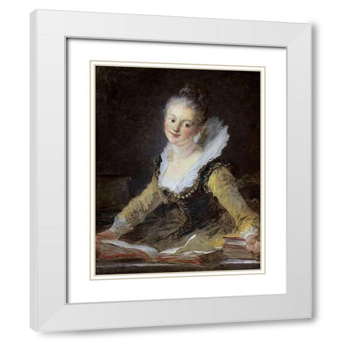 A Study White Modern Wood Framed Art Print with Double Matting by Fragonard, Jean Honore