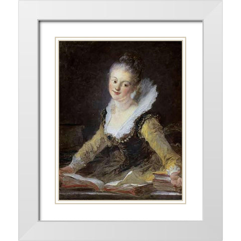 A Study White Modern Wood Framed Art Print with Double Matting by Fragonard, Jean Honore