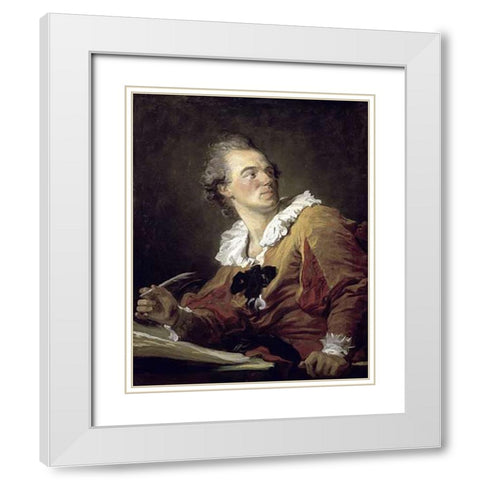 Inspiration White Modern Wood Framed Art Print with Double Matting by Fragonard, Jean Honore