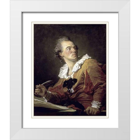 Inspiration White Modern Wood Framed Art Print with Double Matting by Fragonard, Jean Honore