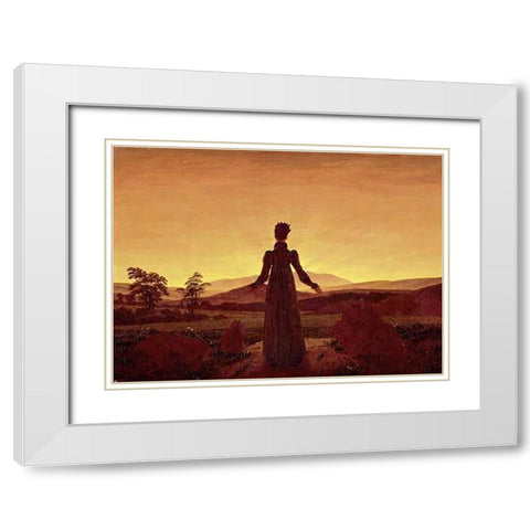 Morning Light White Modern Wood Framed Art Print with Double Matting by Friedrich, Caspar David