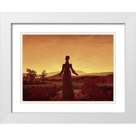 Morning Light White Modern Wood Framed Art Print with Double Matting by Friedrich, Caspar David