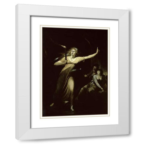 Lady Macbeth Sleepwalking White Modern Wood Framed Art Print with Double Matting by Fuseli, Henry