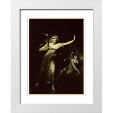 Lady Macbeth Sleepwalking White Modern Wood Framed Art Print with Double Matting by Fuseli, Henry