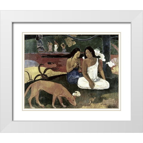 Joyousness White Modern Wood Framed Art Print with Double Matting by Gauguin, Paul