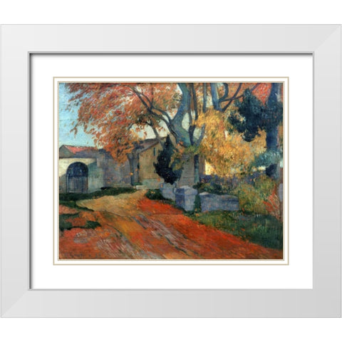 LAllee des Alyscalps Arles White Modern Wood Framed Art Print with Double Matting by Gauguin, Paul