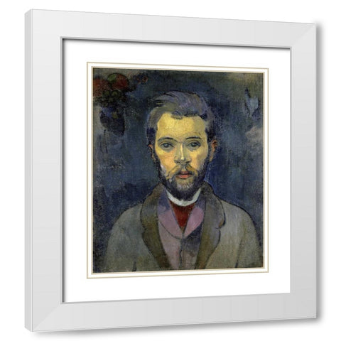 Portrait of the Artist, - Portrait de lArtiste - ii White Modern Wood Framed Art Print with Double Matting by Gauguin, Paul