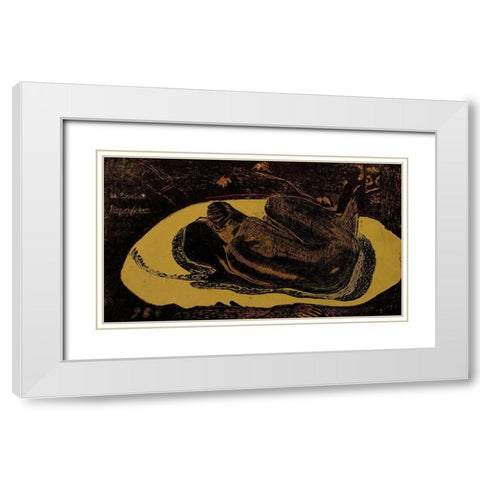 She is Thinking of the Ghost White Modern Wood Framed Art Print with Double Matting by Gauguin, Paul