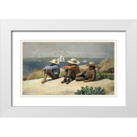 On the Beach White Modern Wood Framed Art Print with Double Matting by Homer, Winslow