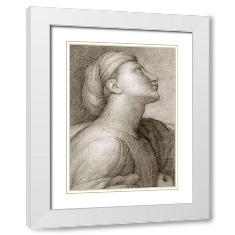Profile of a Face in the style of Raphael White Modern Wood Framed Art Print with Double Matting by Ingres, Jean Auguste Dominique