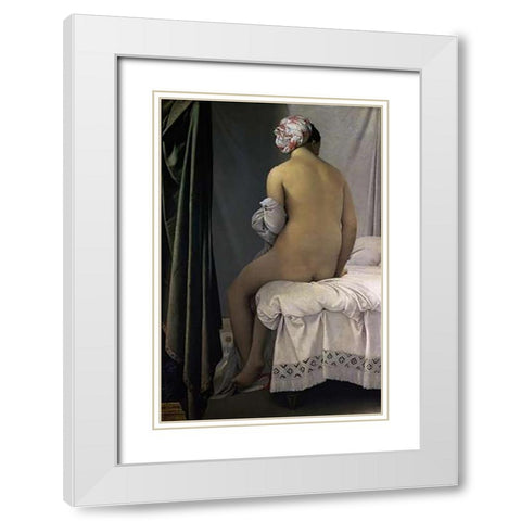 The Bather of Valpincon White Modern Wood Framed Art Print with Double Matting by Ingres, Jean Auguste Dominique