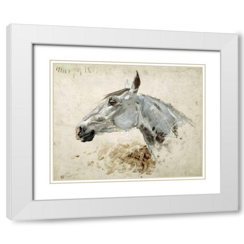 Testo Di Cavallo White Modern Wood Framed Art Print with Double Matting by Toulouse-Lautrec, Henri